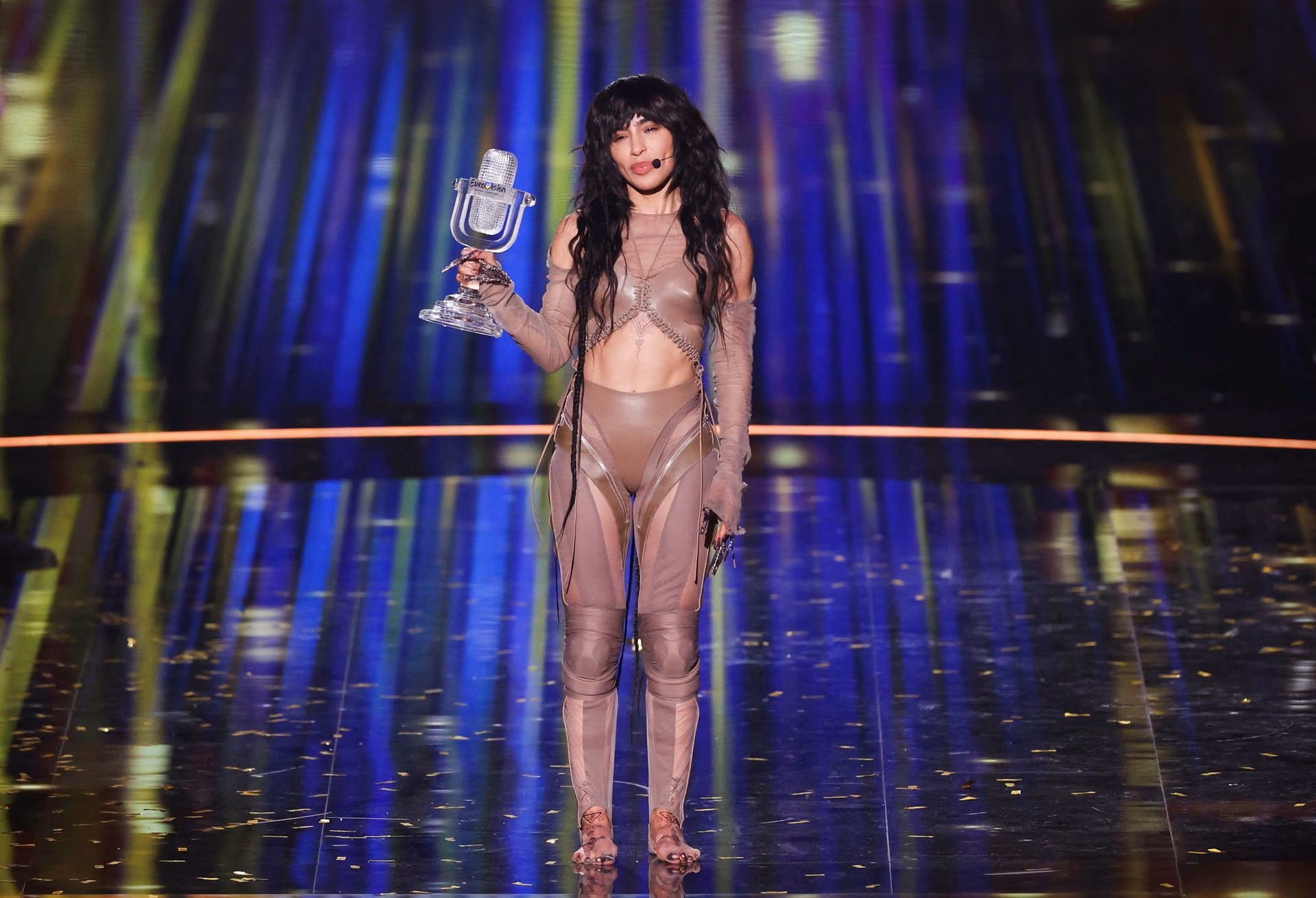 Loreen from Sweden appears on stage after winning the 2023 Eurovision Song Contest in Liverpool, Britain, May 14, 202-1