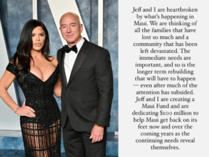 Jeff Bezos and Lauren Sánchez Donate $100M to Help Maui Fire Recovery